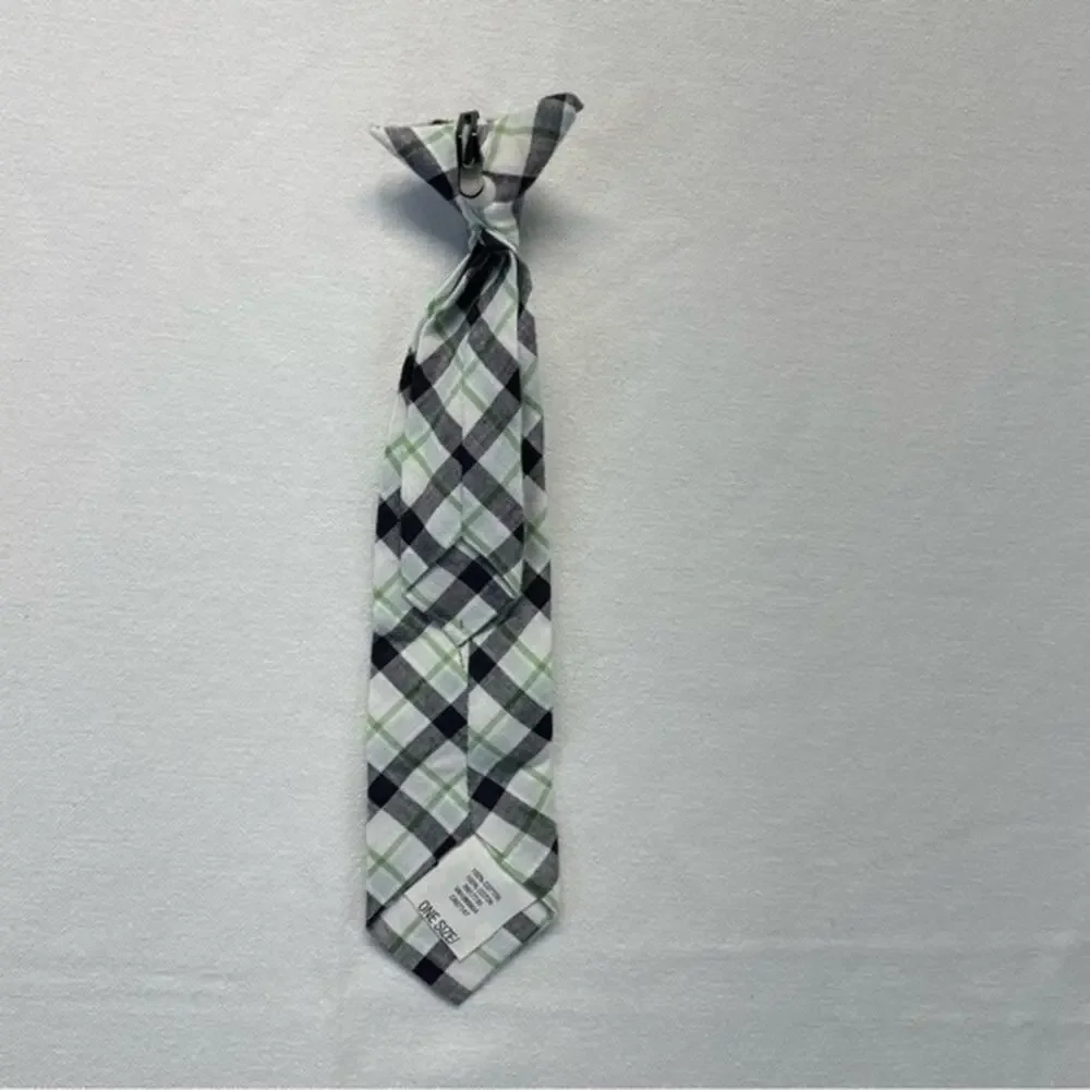 Target Boys Plaid Clip Tie black white green
